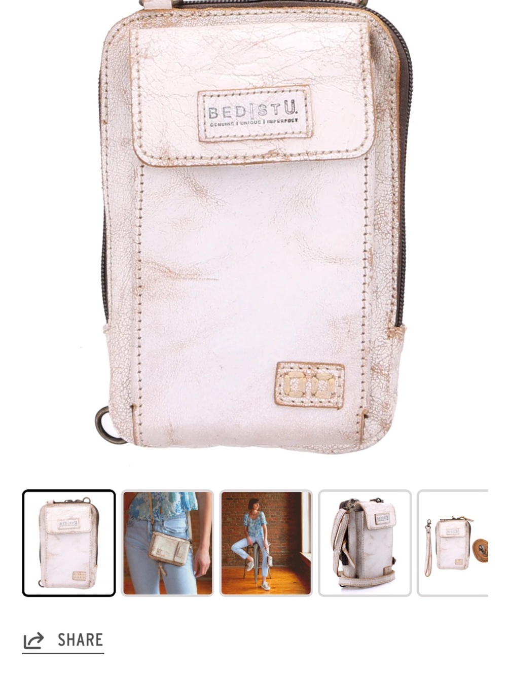 BED|STU Metallic Cream Crossbody Phone Holster with Gold Trim